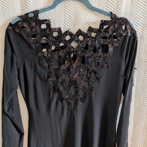 Joseph Ribkoff Long Sleeve Black Sequin Dress Size 10 Cocktail Wedding Guest - Picture 12 of 16